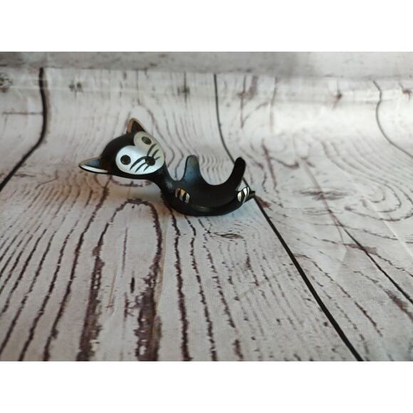 Walter Bosse Germany Metal Black Cat Ring Candle Egg Holder MCM Vintage - Picture 4 of 6